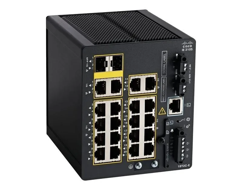 Cisco Systems, Inc. Cisco IE3105 Rugged Managed Switch 18 Port Gigabit 2 Port Combo Uplinks Network Essentials DIN-Rail — product photo