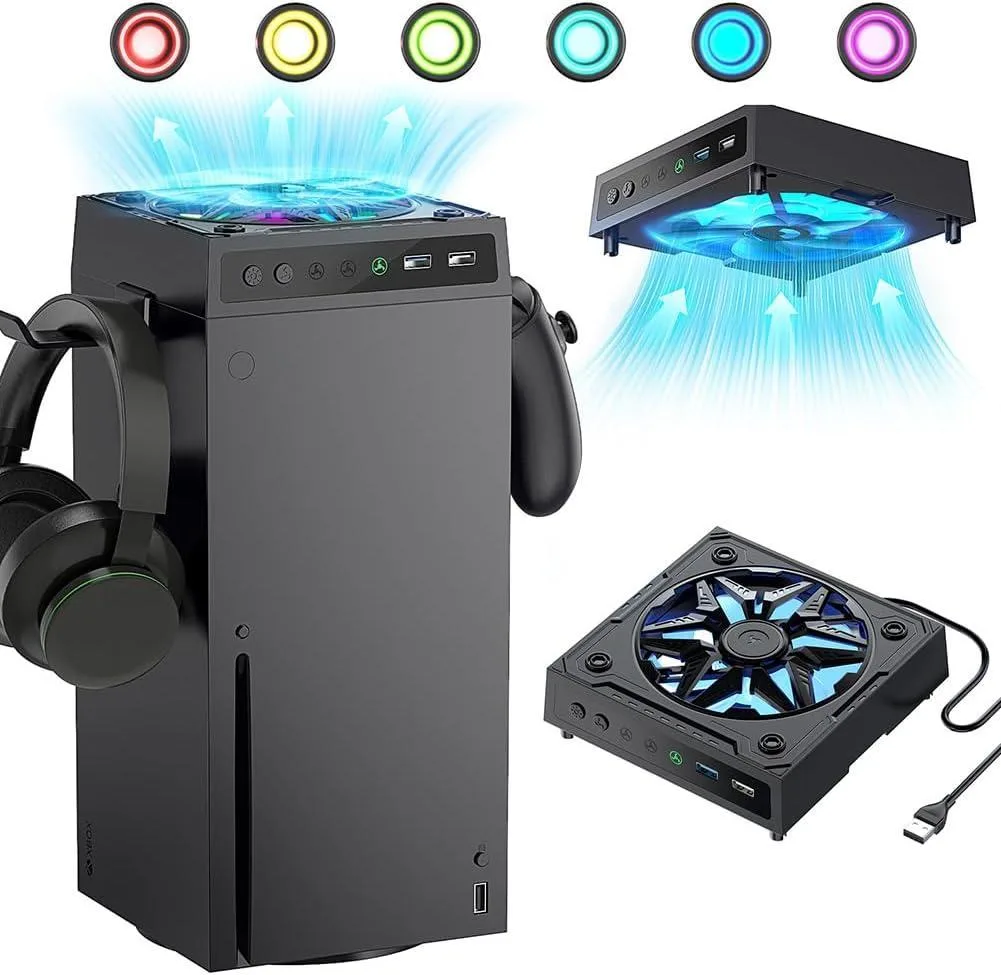 BONAEVER BONAEVER Cooling Fan for Xbox Series X, 2 USB Ports, 6 RGB Lights — product photo