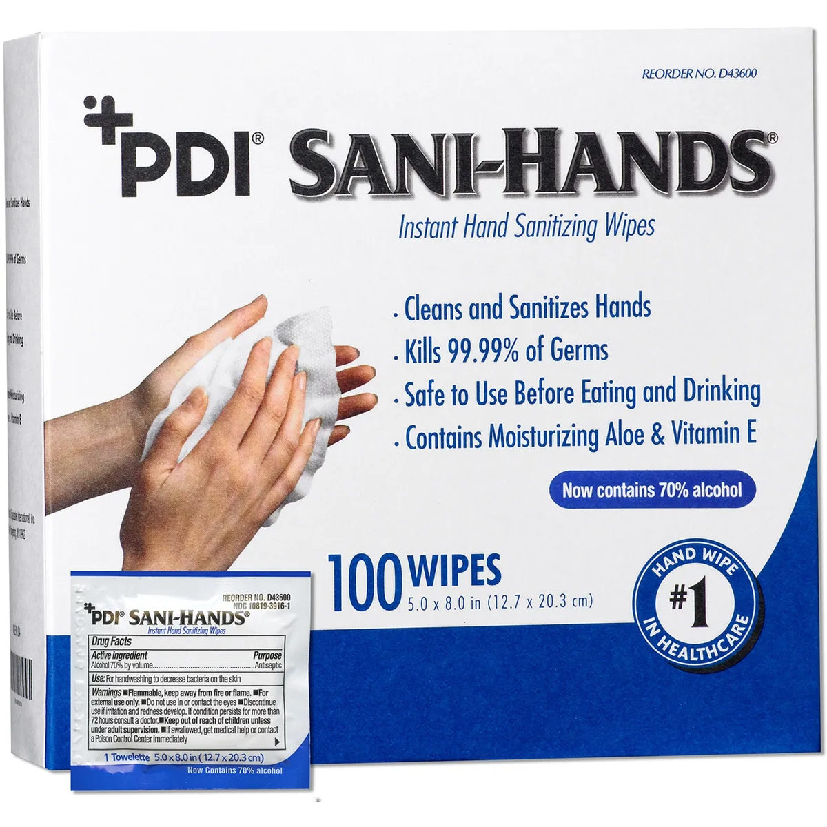 PDI PDI PDID43600CT Sani-Hands Cleaning Wipes 100/Box 10/Carton — product photo