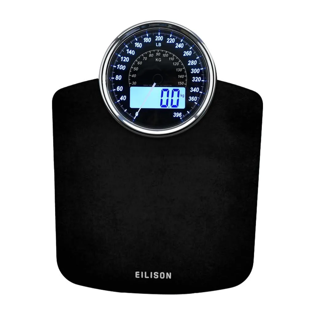 Black mini digital bath scale with tempered glass platform and large display