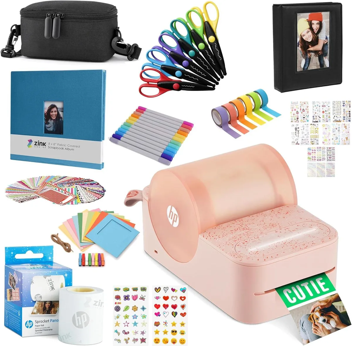 HP HP Sprocket Panorama Portable Color Label Printer & Photo Printer Craft Bundle Pink — product photo