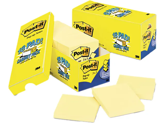 Post-it Post-it R330-18CP sticky notes, 18 pads, 90 sheets, Canary Yellow — product photo