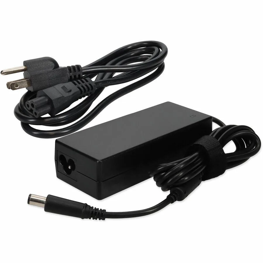 Black rectangular AC adapter with 7.4 mm x 5.0 mm barrel tip and detachable power cord