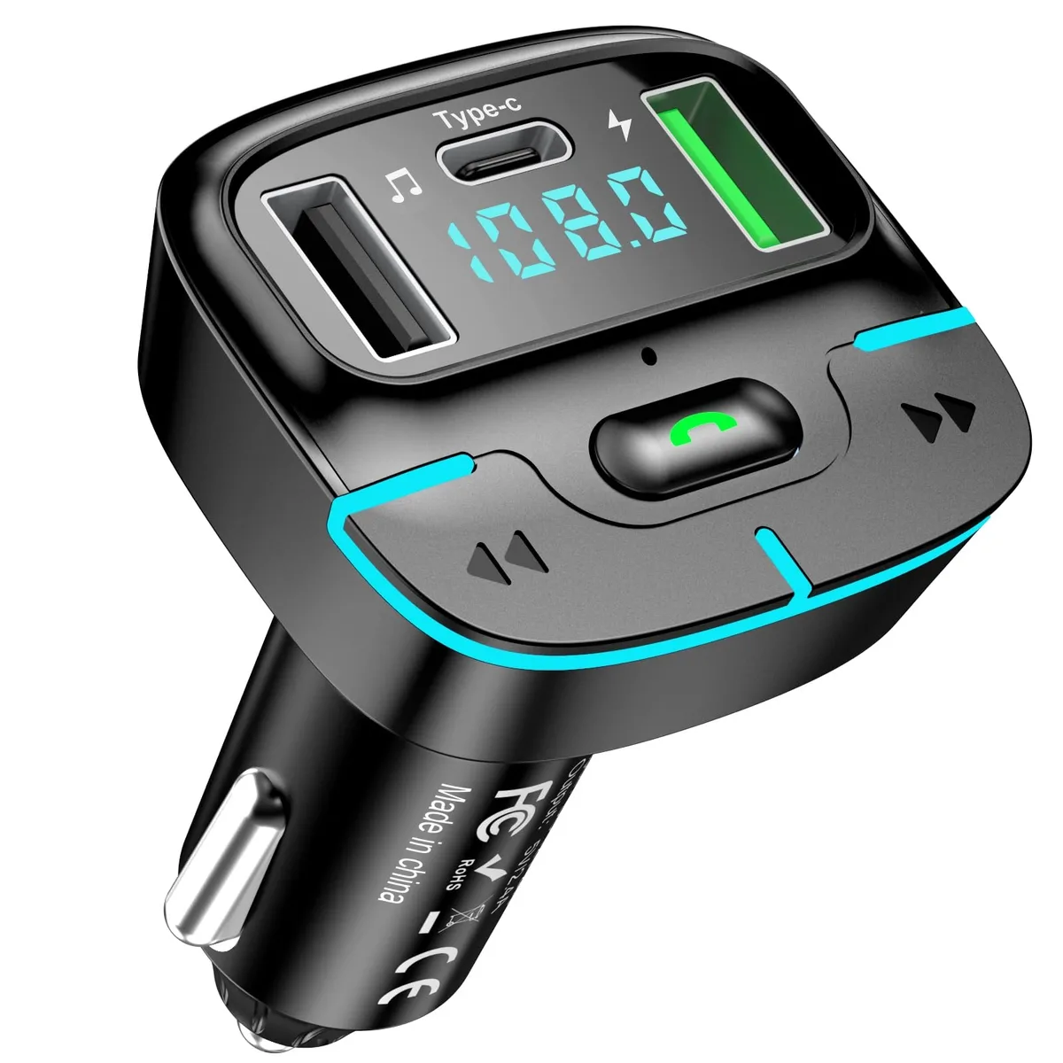  Audiovox Car HD Radio Bluetooth FM Transmitter USB-C 2.4A 32GB 87.5-108MHz — product photo