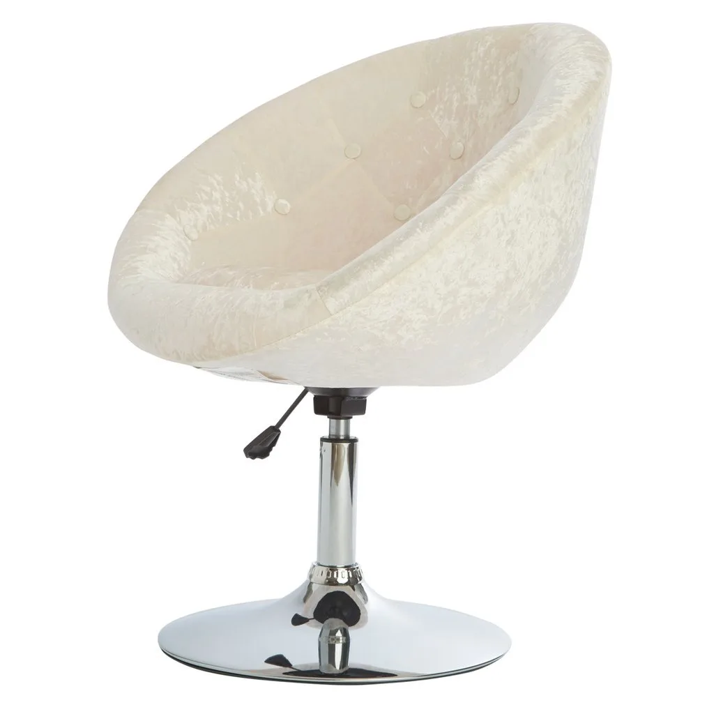 Impressions Vanity Company Impressions Vanity Antoinette Round Tufted Vanity Chair Off-White 360 Swivel Height Adjustable 32-37 in — product photo