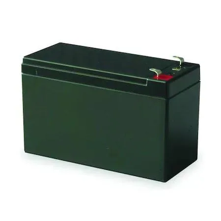 Rectangular black ABS battery block with two Faston terminals on top