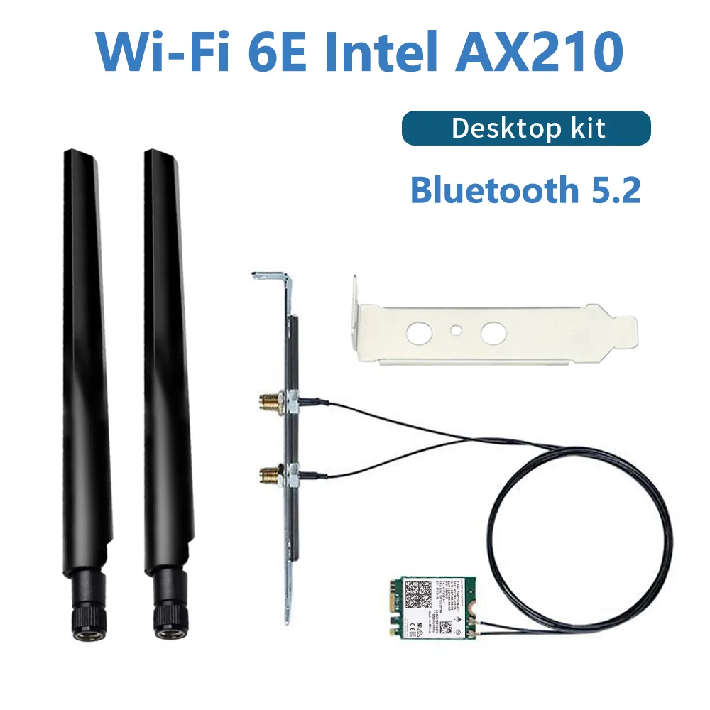Teday Teday AX210 Kit Wi-Fi 6E M.2 2230 Key E Desktop Kit with 6dBi Antenna — product photo