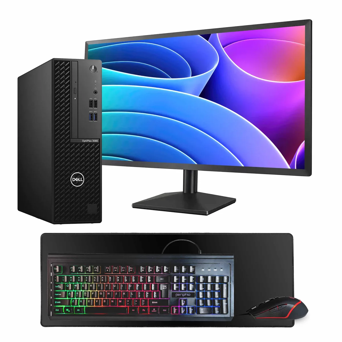 DELL Dell OptiPlex 3080 Desktop PC i7-10700 16GB DDR3 500GB SSD 24" Monitor GeForce 1030 — product photo