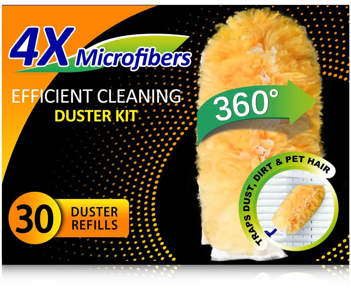 Heavy Duty Multi Surface 360° Duster Kit — 30 Refills & 2 Handles — product photo