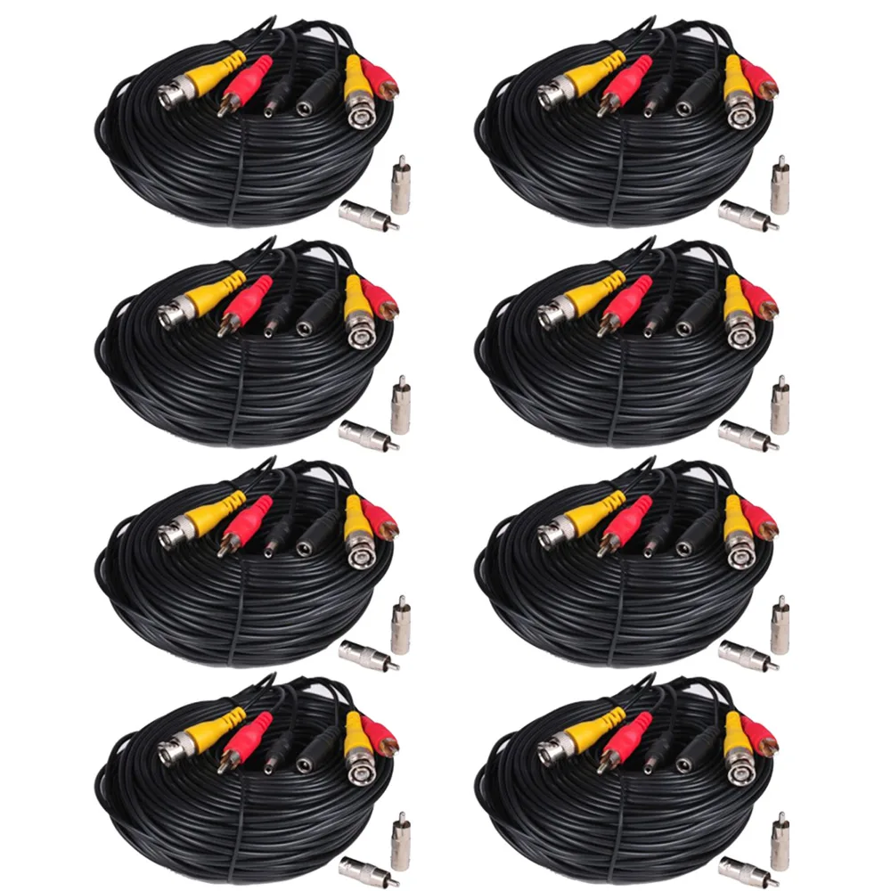 VideoSecu VideoSecu ACBVA508 8-pack 50ft BNC RCA power cables surveillance accessory — product photo