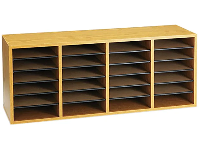 Safco Products Safco Products 9423MO sorter, 24 compartments, 39.4" x 16.4" x 11.8", medium oak — product photo