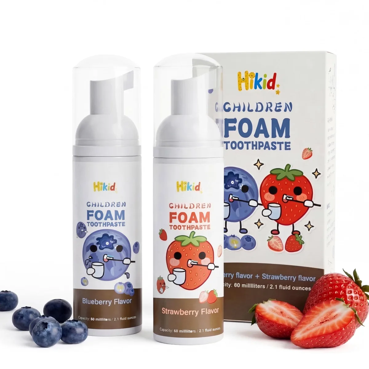 Hikid Foam Kids Toothpaste Fluoride-Free 2.1 oz 2 Pack — product photo
