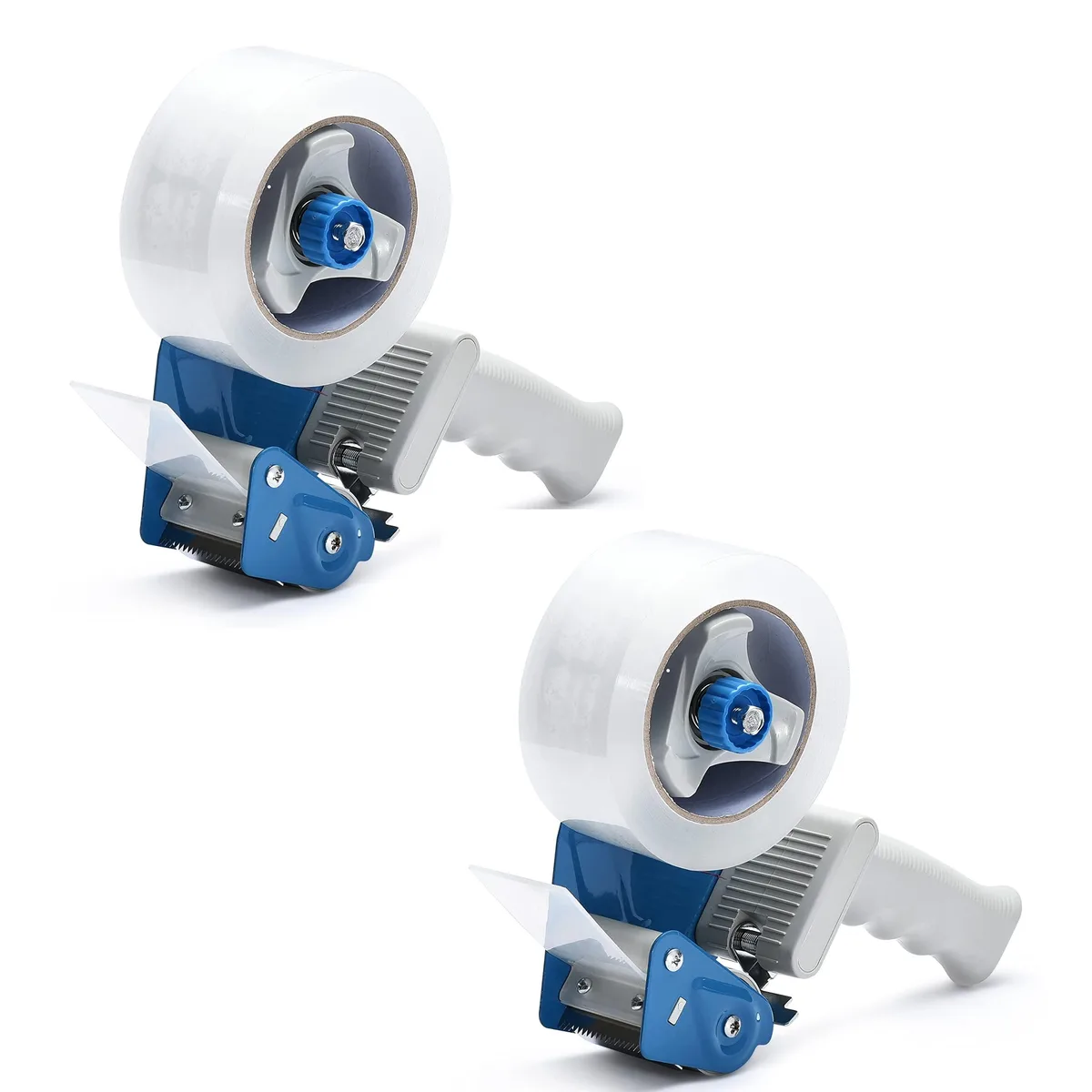 Two blue ABS tape dispenser guns side by side