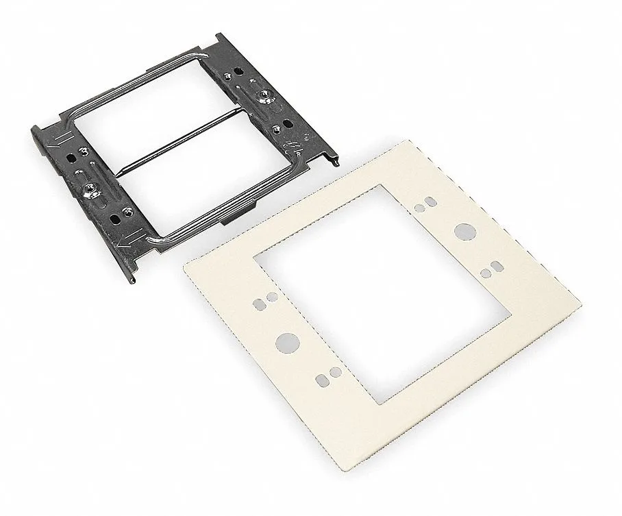 Ivory steel two-gang device plate with snap-on mounting
