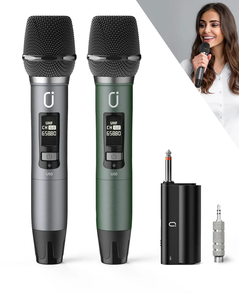 HWWR U50-XIAOJIU UHF Dual Wireless Microphone System Green — product photo