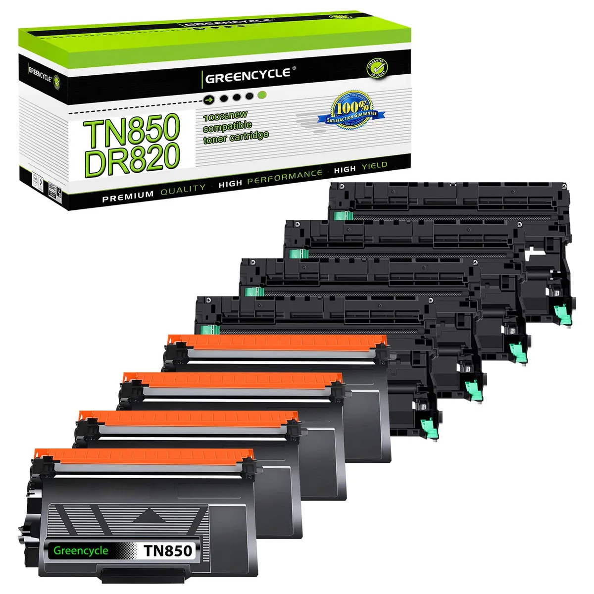 GREENCYCLE GREENCYCLE TN850 DR820 toner cartridge drum unit set 4 pack — product photo