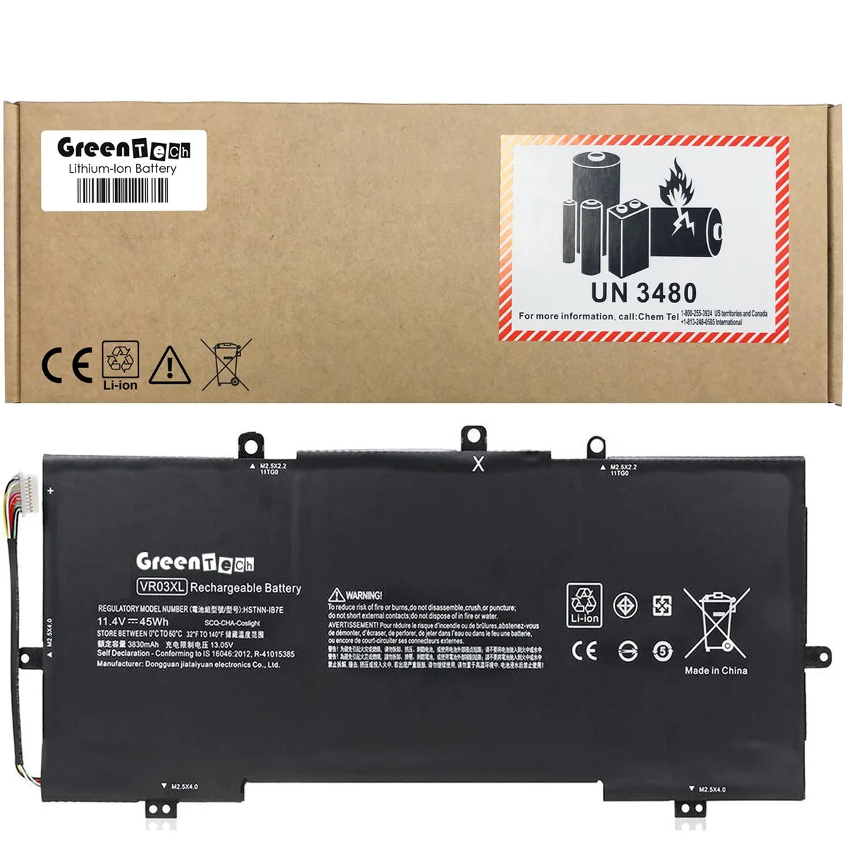 GreenTechLLC GreenTechLLC VR03XL 45WH 3-cell laptop battery — product photo