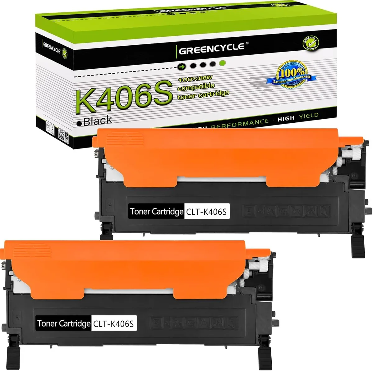 GREENCYCLE GREENCYCLE CLT-K406S Black Toner Cartridge 2 Pack 1500 Pages — product photo