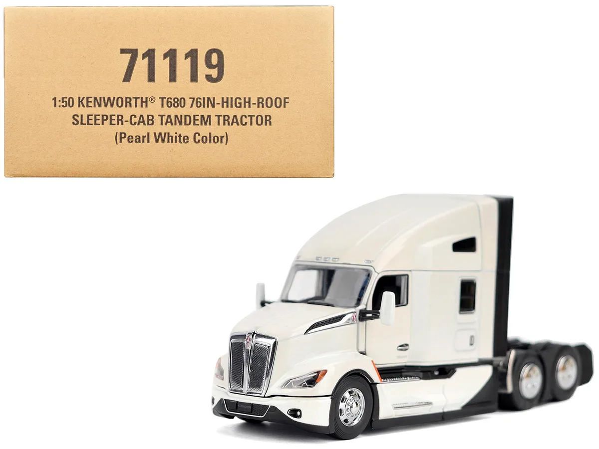 DieCast Masters DieCast Masters Kenworth T680 Pearl White Transport Series 1/50 hobby collectible — product photo