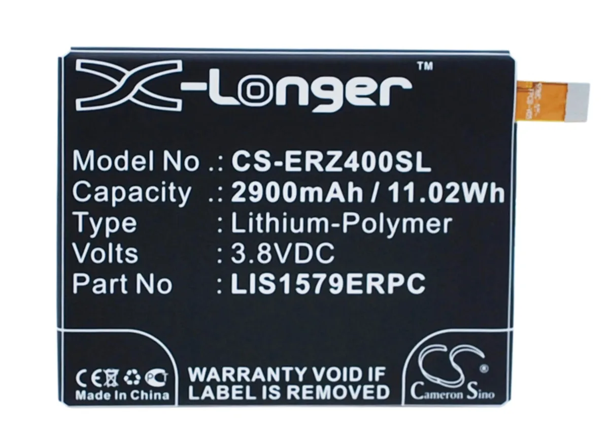 Rectangular smartphone replacement battery with gold contacts and Cameron Sino label