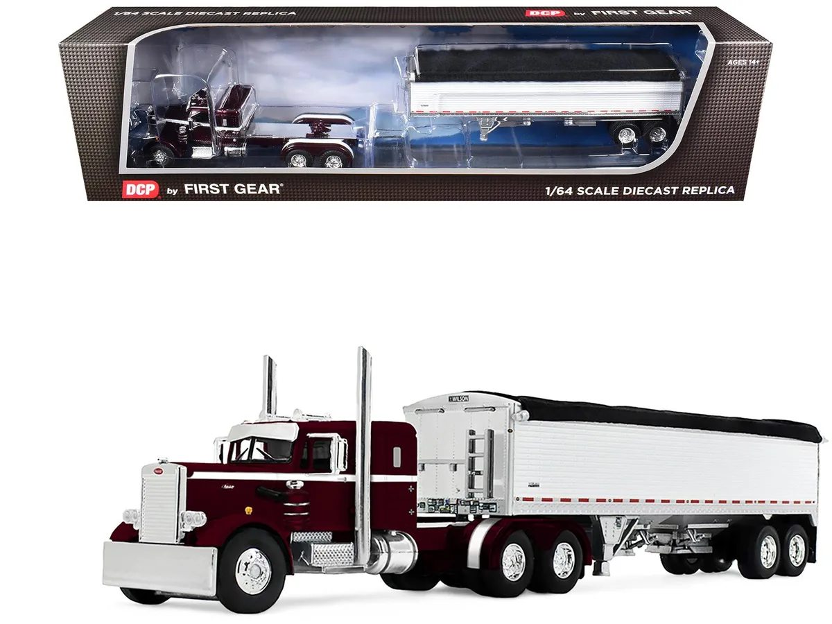 First Gear First Gear Peterbilt 351 36" Sleeper &amp; 34' Wilson Trailer Dark Cherry 1/64 Diecast — product photo