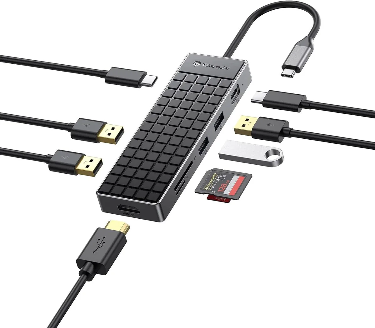 Yottamaster Yottamaster 9IN1 9-in-1 USB-C Hub 4K HDMI 100W PD Grey/Black — product photo