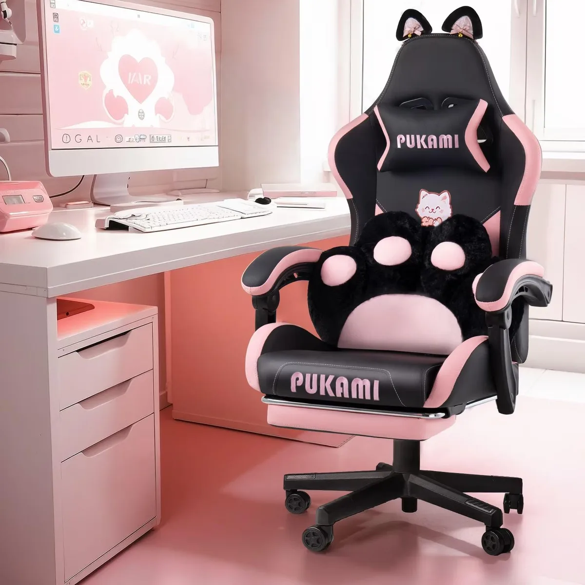 Vitesse Vitesse Gaming Chair with Cat Ears, Black, 90-135° Recline, 13.8-17.7" Height — product photo