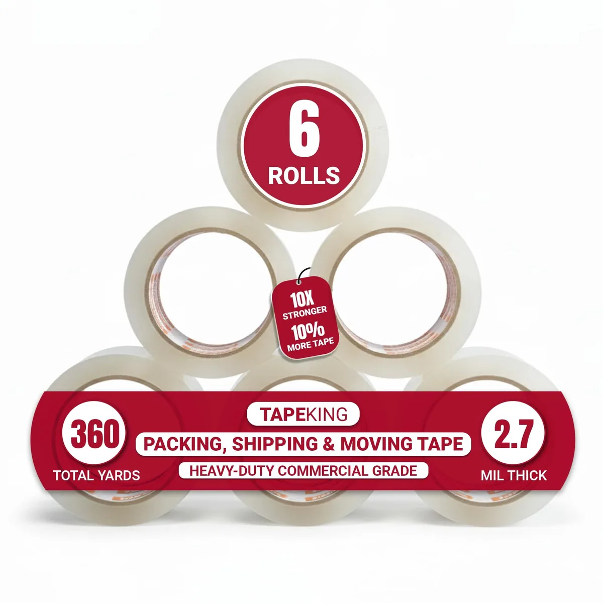  Tape King TK-011 Clear Packing Tape 60 Yards 2.7mil 6 Rolls — product photo