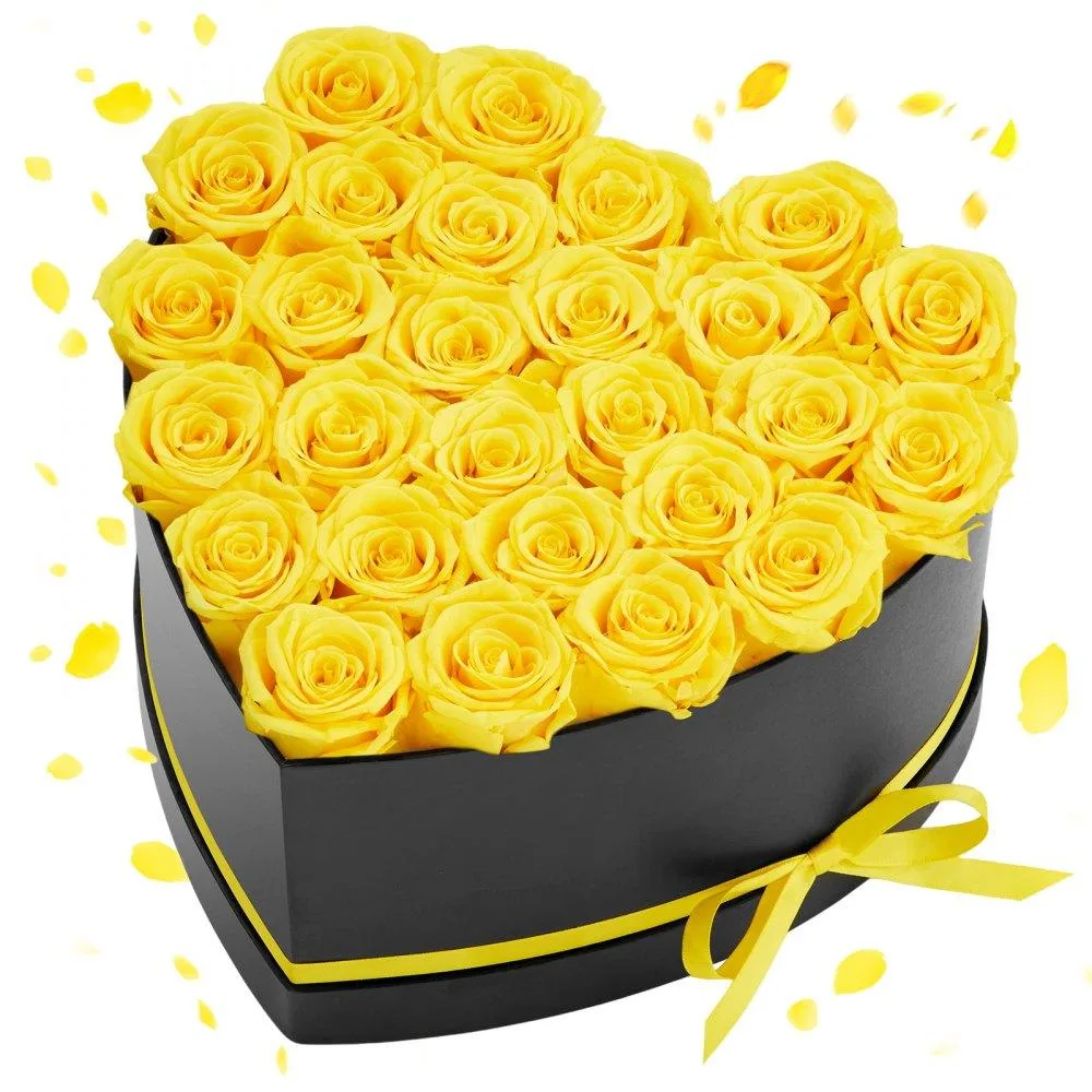 VEVOR VEVOR Forever Flowers 27 Preserved Roses Heart Box Yellow — product photo