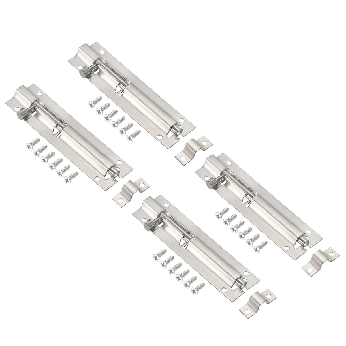 Unique-Bargains Unique-Bargains Door Barrel Bolt Latch 4 Inch 4 Pack Stainless Steel — product photo