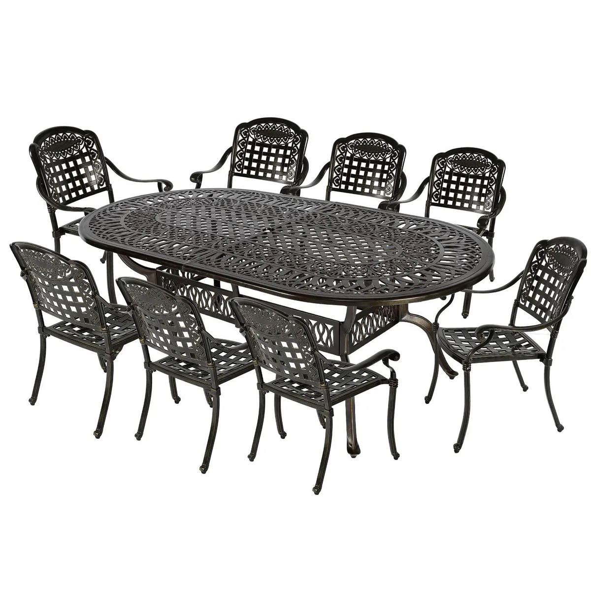 MEETWARM MEETWARM 9-Piece Patio Furniture Set Dark Bronze — product photo