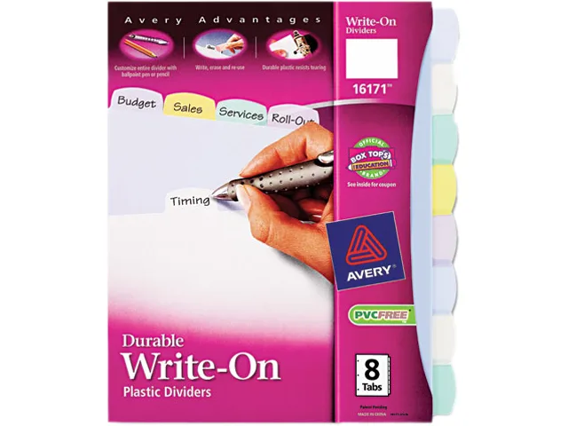 Avery Avery 16171 Multicolor Write-On Tab Dividers, 8-Tab, Letter — product photo