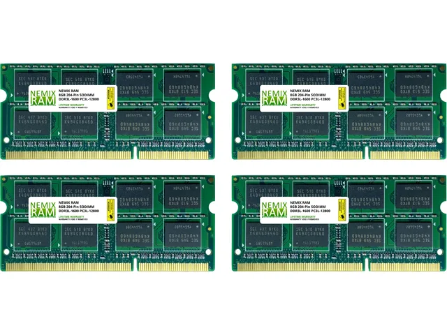 NEMIX RAM NEMIX RAM 32GB (4x8GB) DDR3 1600MHz PC3-12800 CL11 1.35V 204-Pin Non-ECC SODIMM Laptop RAM — product photo