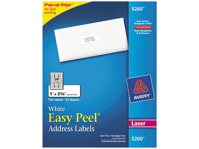 Avery Avery 5260 Easy Peel Address Labels 1" x 2-5/8" 750 Labels — product photo