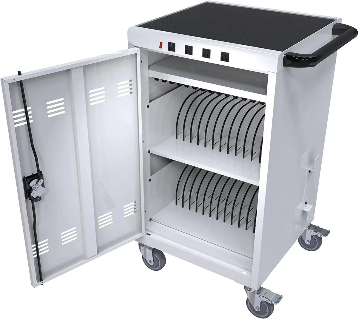BFKK BFKK Mobile Locking Cart 30 Device 17-inch White 4 Ports security lock — product photo