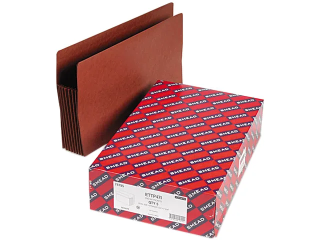 Smead Smead 74795 File Folder TUFF Pocket Legal Red 7in Expansion Box of 5 — product photo