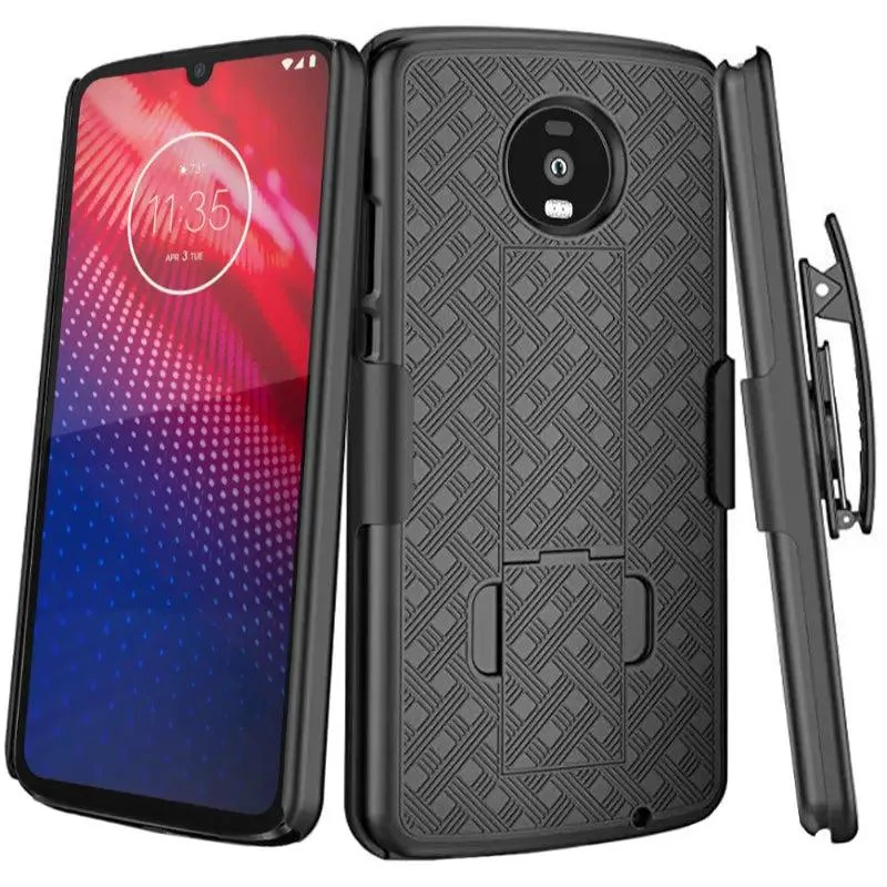 Rome Tech Rome Tech Moto Z4 Belt Clip Holster Case Black 180° Kickstand — product photo
