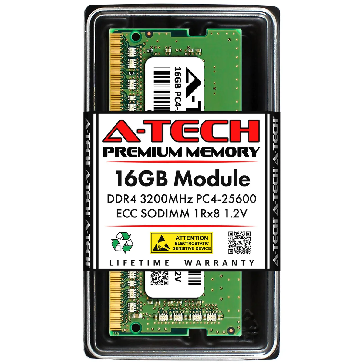 A-Tech A-Tech 16GB DDR4 3200MHz ECC SODIMM CL22 1.2V 260-Pin — product photo