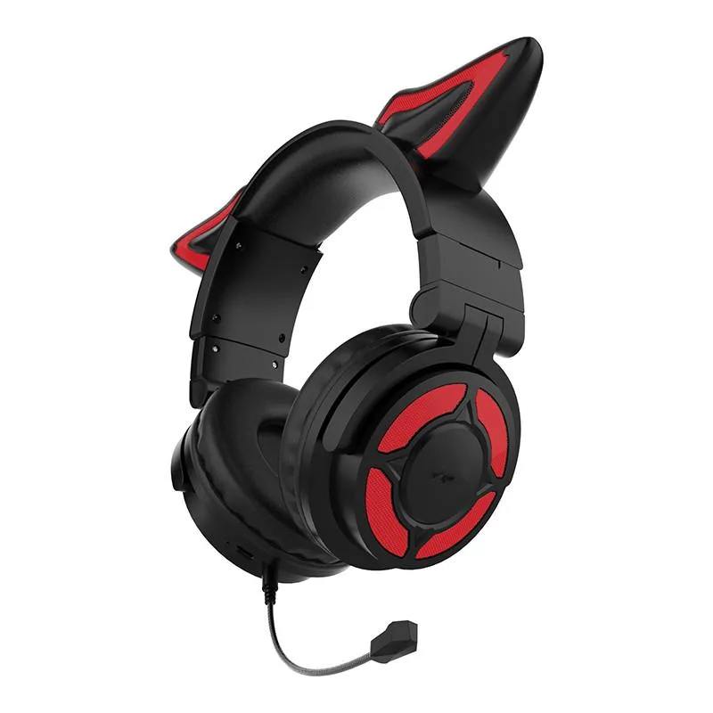 Corn Electronics Corn Electronics Fox Cat Ear Gaming Headset Black Bluetooth 5.3 RGB 40mm — product photo
