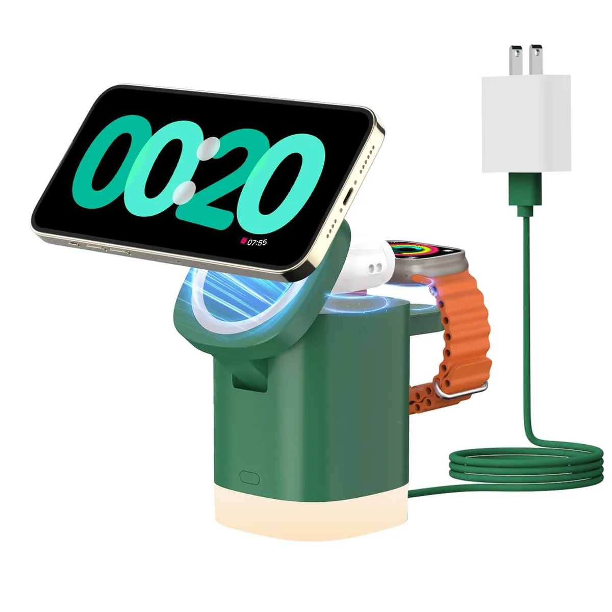  JoyGeek GD305 3-in-1 MagSafe Charger Stand Dark Green — product photo