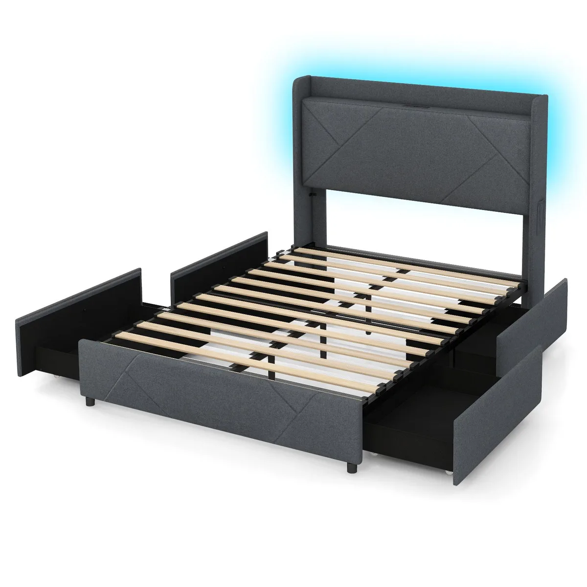 SlickBlue SlickBlue Twin Loft Bed with LED &amp; Charging, Gray — product photo