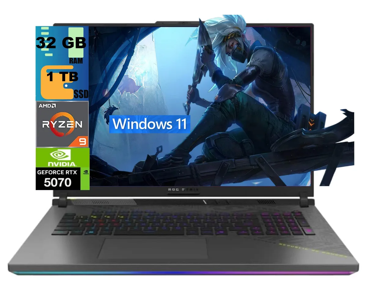 ASUS ASUS ROG Strix G18 gaming laptop 18" 2.5k 240Hz Ryzen 9 9955HX 16-core RTX 5070 8GB 32GB 1TB — product photo