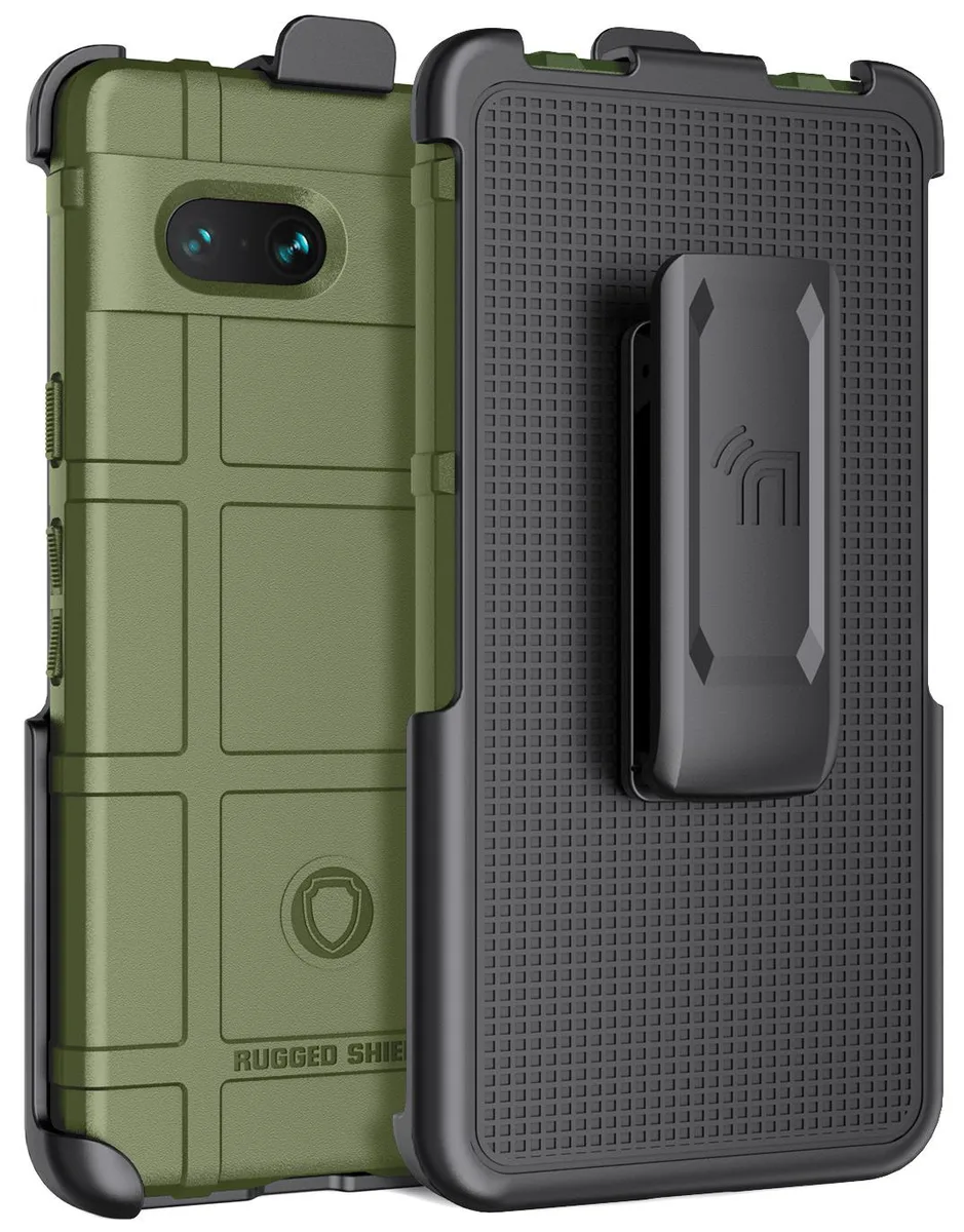 Nakedcellphone Nakedcellphone Special Ops Rugged Shield Case &amp; Belt Clip Olive Green for Pixel 7a 2023 — product photo