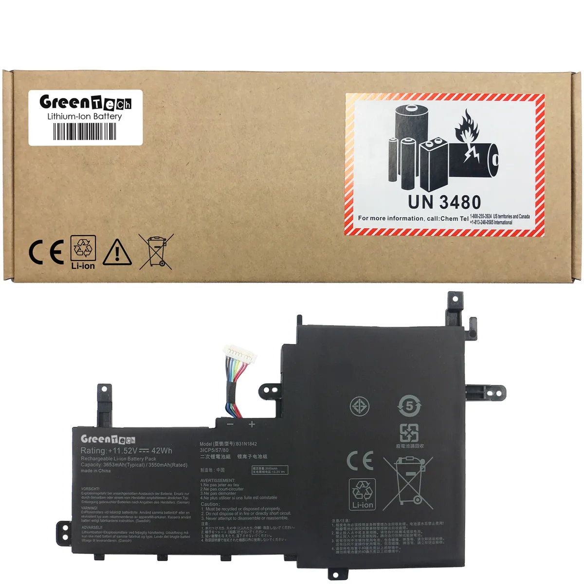 GreenTechLLC GreenTechLLC B31N1842 42WHR laptop battery for ASUS Vivobook 15 — product photo