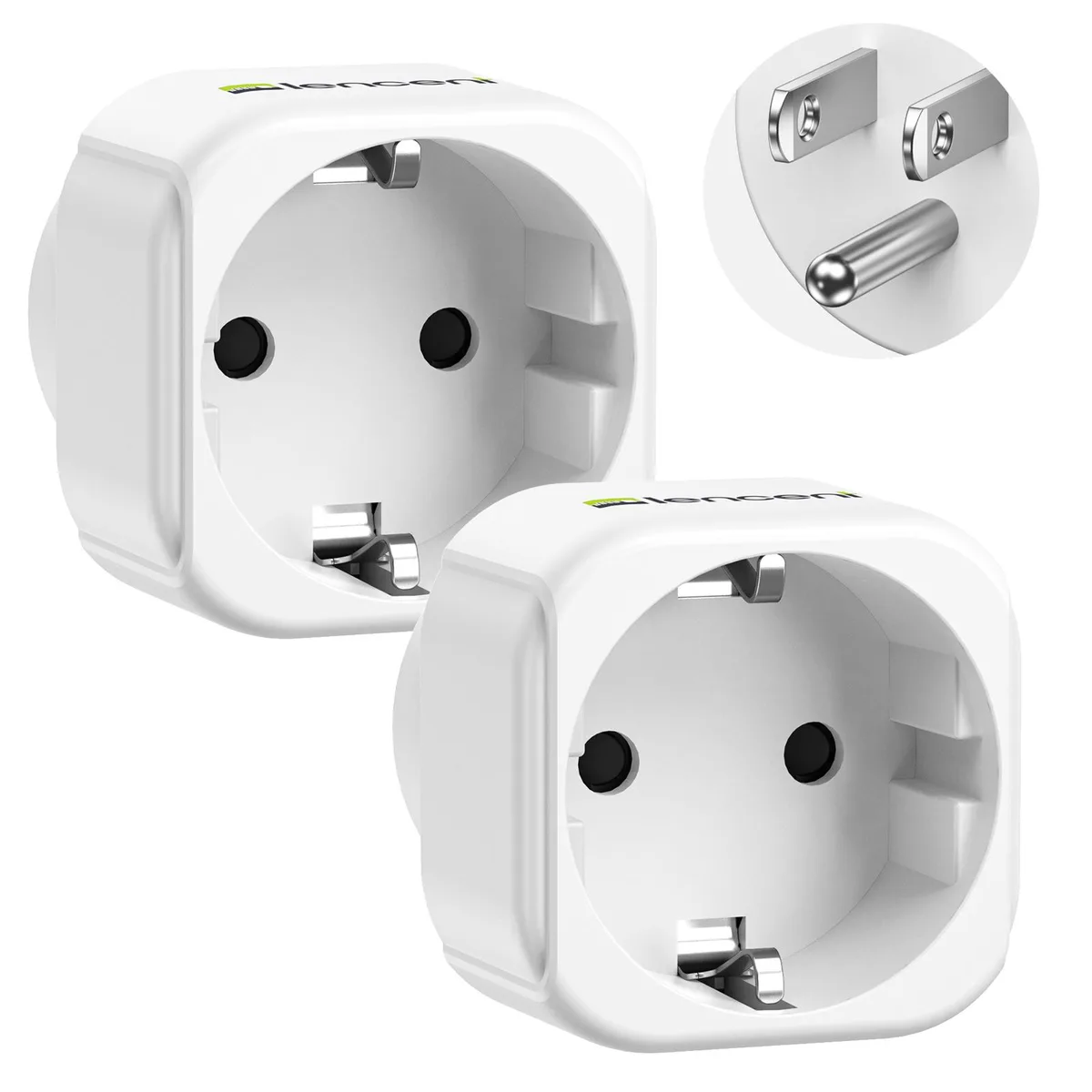 LENCENT LENCENT 2 Pack Europe to US Plug Adapter — product photo