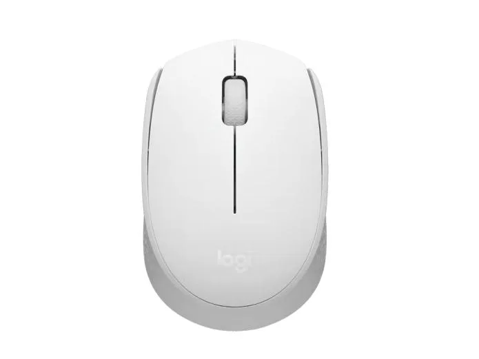 Small white wireless mouse with compact USB receiver