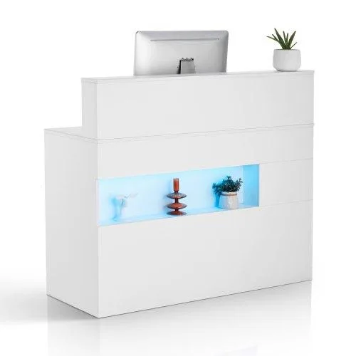 VEVOR VEVOR Reception Desk 47 Inch White with LED 2 Drawers Power Outlets — product photo