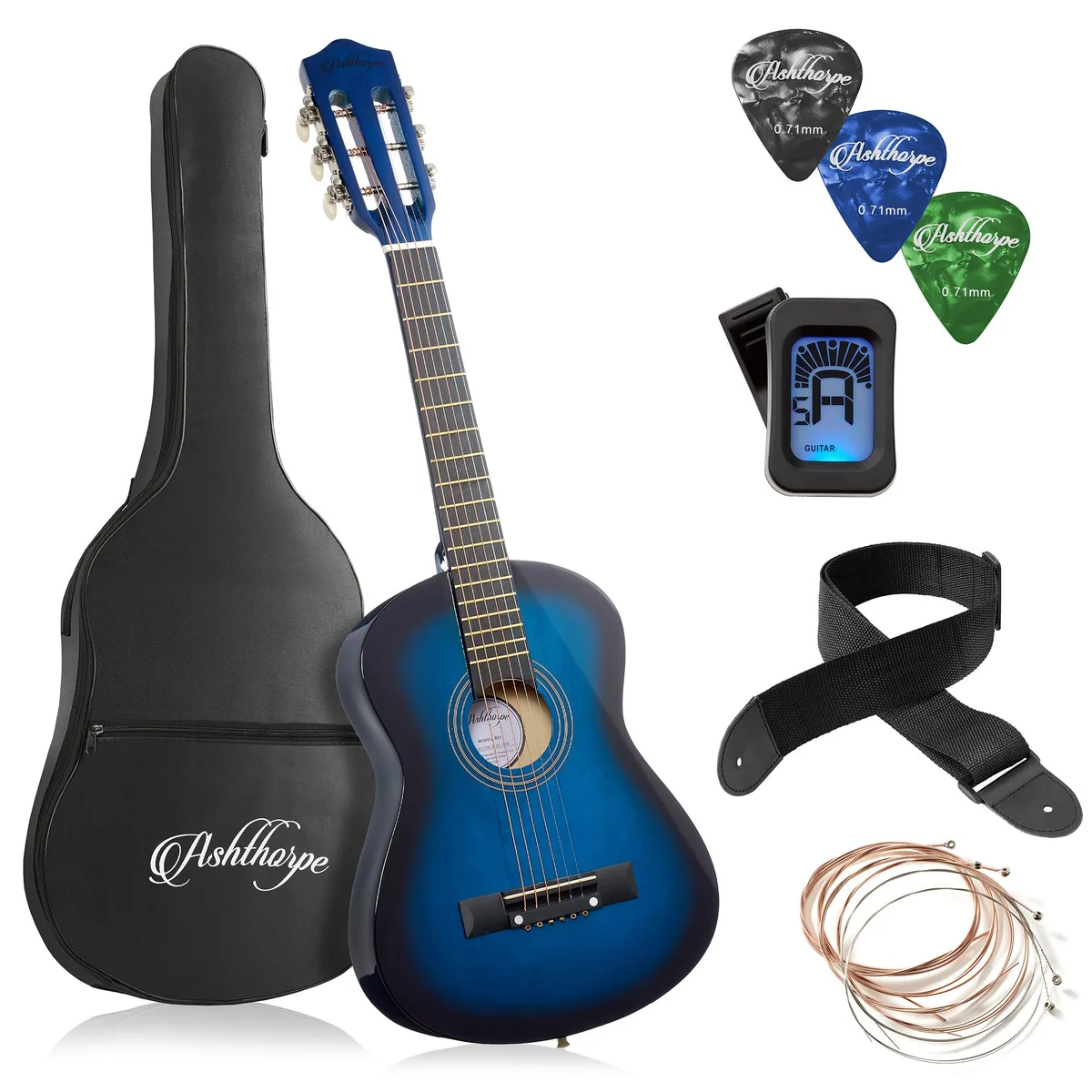Ashthorpe Ashthorpe 30-inch Beginner Acoustic Guitar Blue — product photo