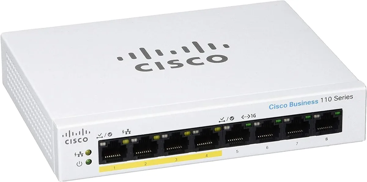 Cisco Systems, Inc. Cisco Systems, Inc. CBS110-8PP-D-NA 8-port Gigabit network switch 4 PoE 32W — product photo