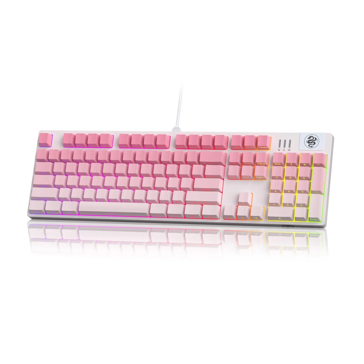  MageGee 104-Key Mechanical Gaming Keyboard Rose Powder Red Switches — product photo